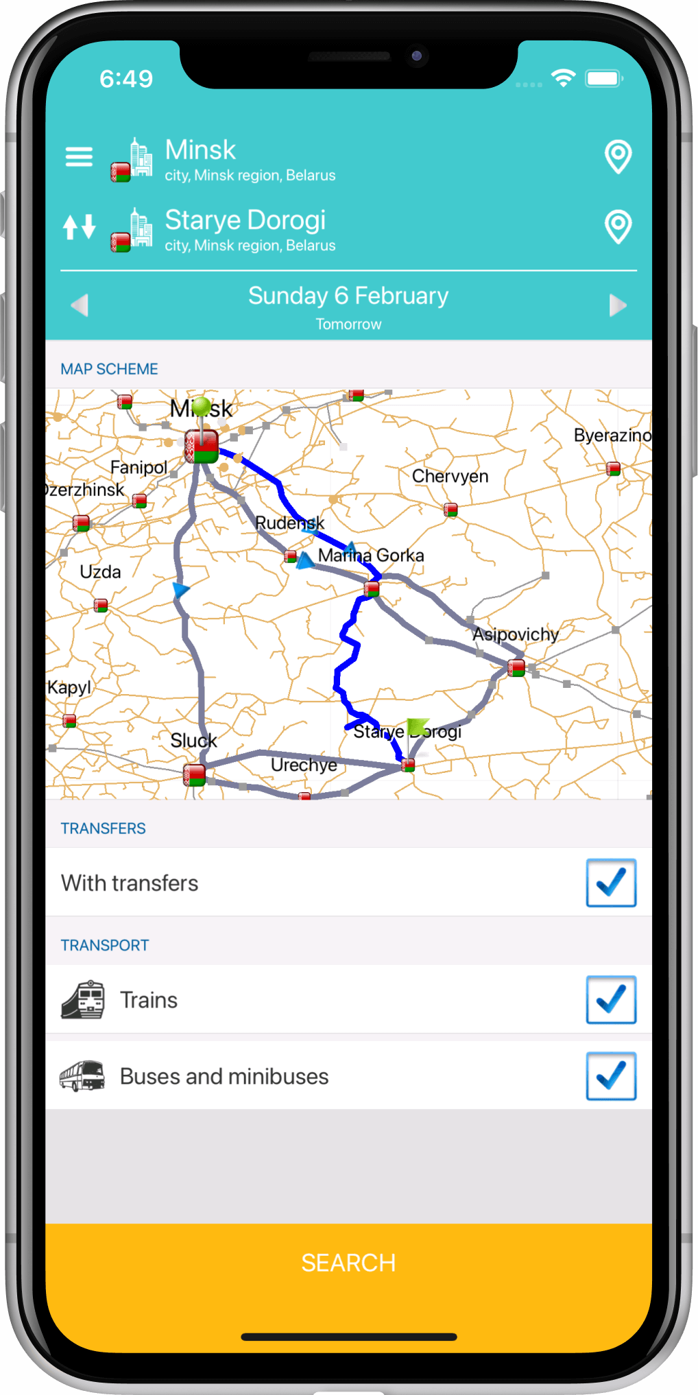 Preview of the application interface